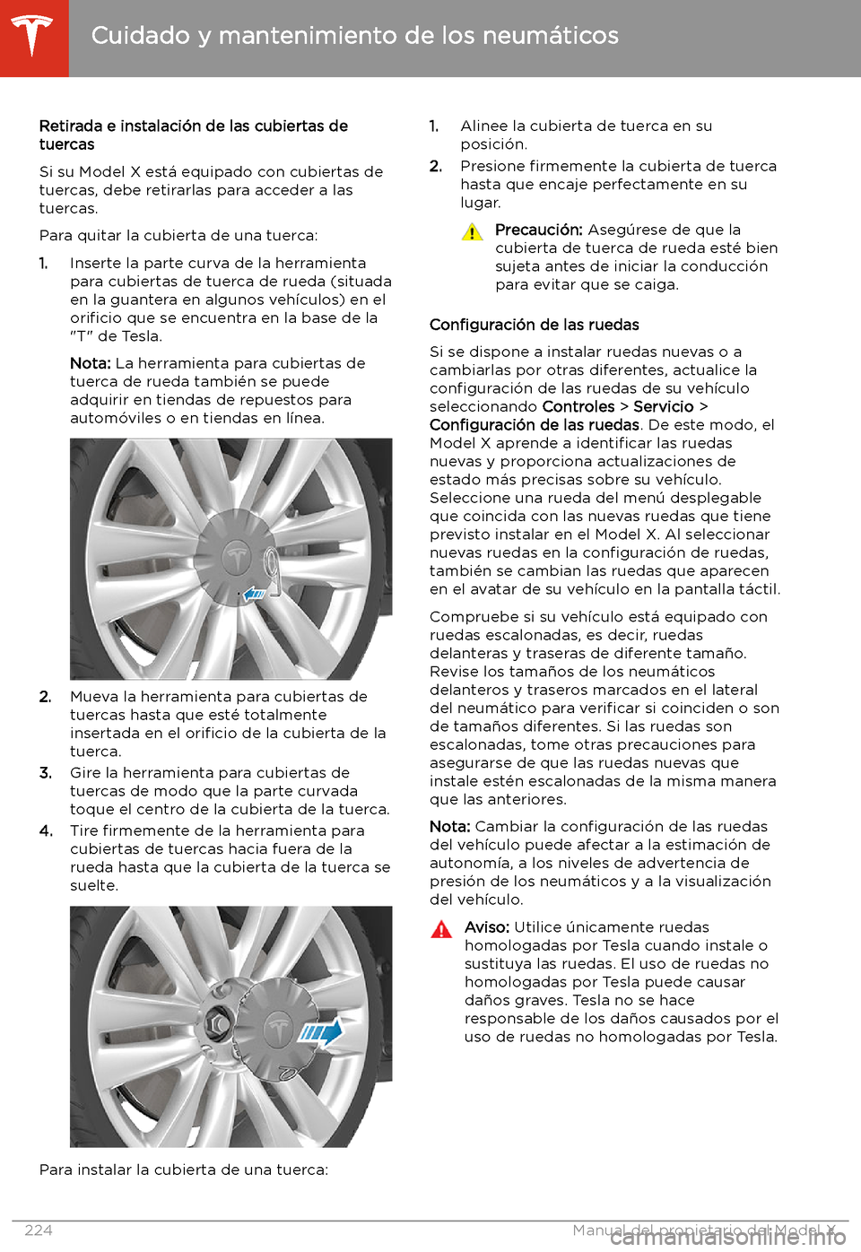 TESLA MODEL X 2020 Manual del propietario (in Spanish) Retirada e instalaci TESLA MODEL X 2020 Manual del propietario (in Spanish) Retirada e instalaci