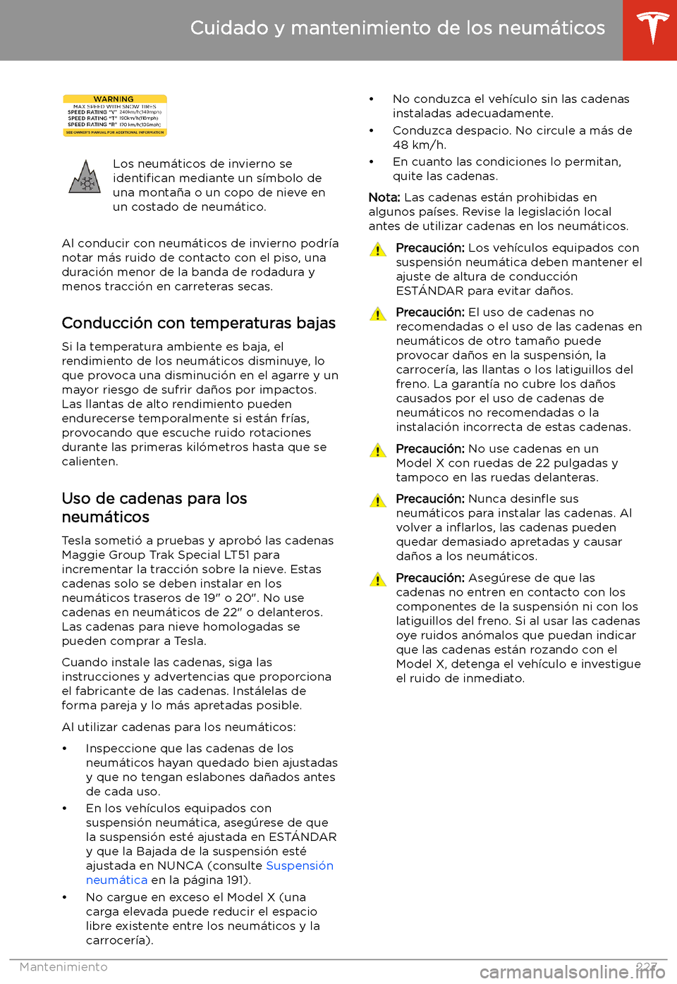 TESLA MODEL X 2020 Manual del propietario (in Spanish) Los neum TESLA MODEL X 2020 Manual del propietario (in Spanish) Los neum