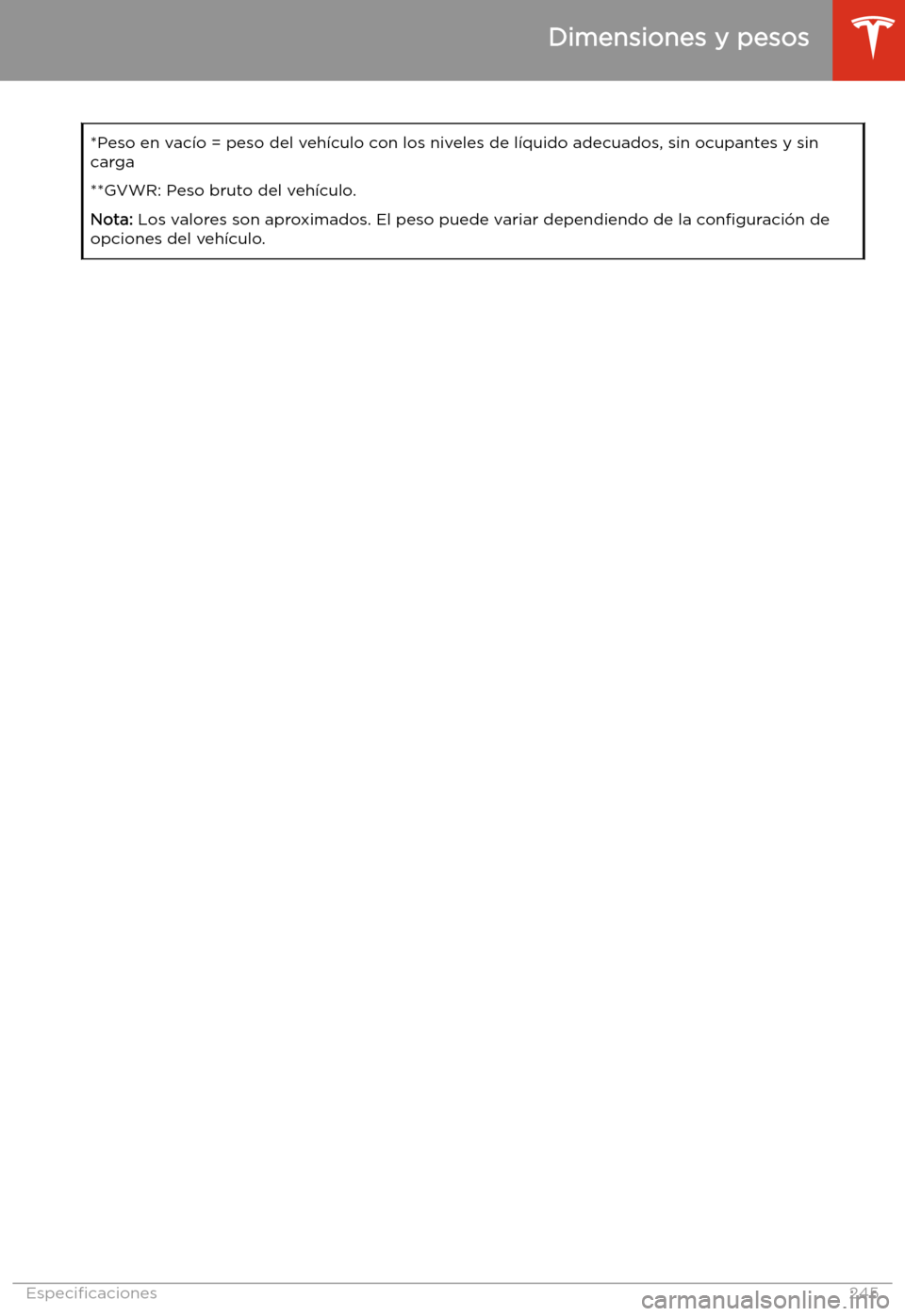 TESLA MODEL X 2020  Manual del propietario (in Spanish) *Peso en vac