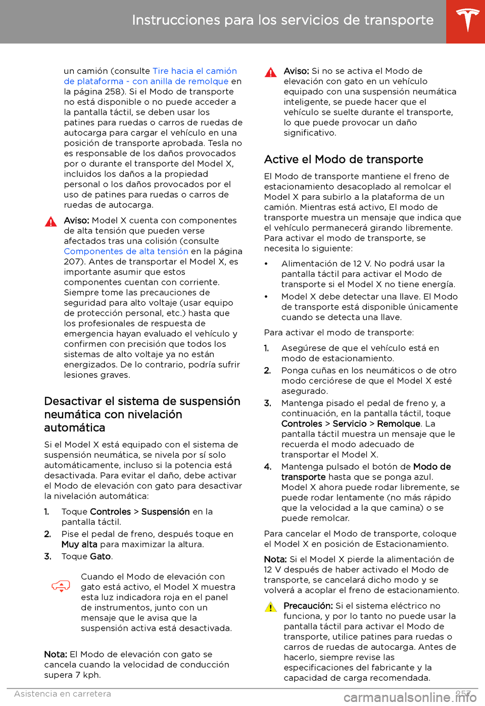 TESLA MODEL X 2020 Manual del propietario (in Spanish) un cami TESLA MODEL X 2020 Manual del propietario (in Spanish) un cami