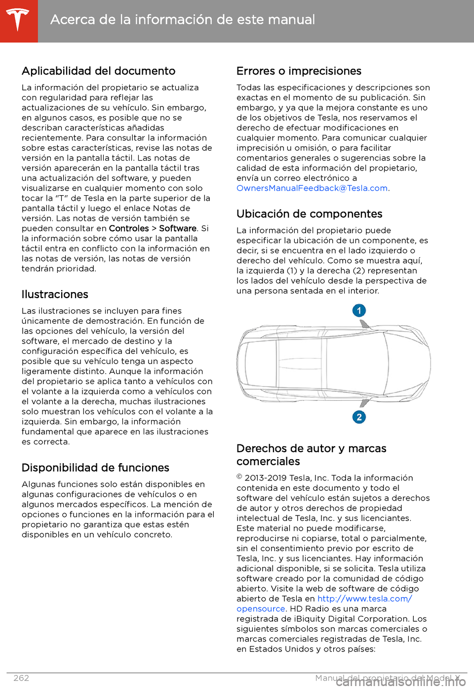 TESLA MODEL X 2020  Manual del propietario (in Spanish) Acerca de la informaci