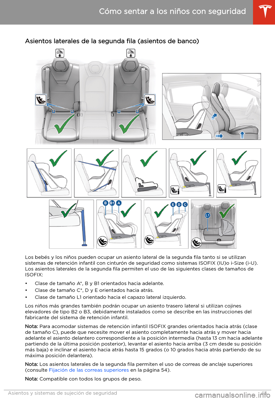 TESLA MODEL X 2020  Manual del propietario (in Spanish) Asientos laterales de la segunda 