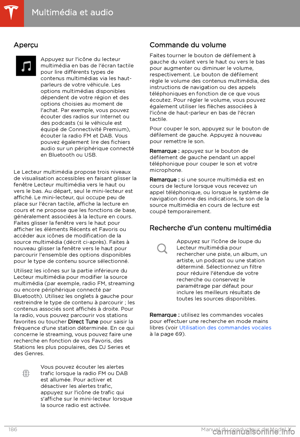 TESLA MODEL X 2020 Manuel du propriétaire (in French) Multim TESLA MODEL X 2020 Manuel du propriétaire (in French) Multim