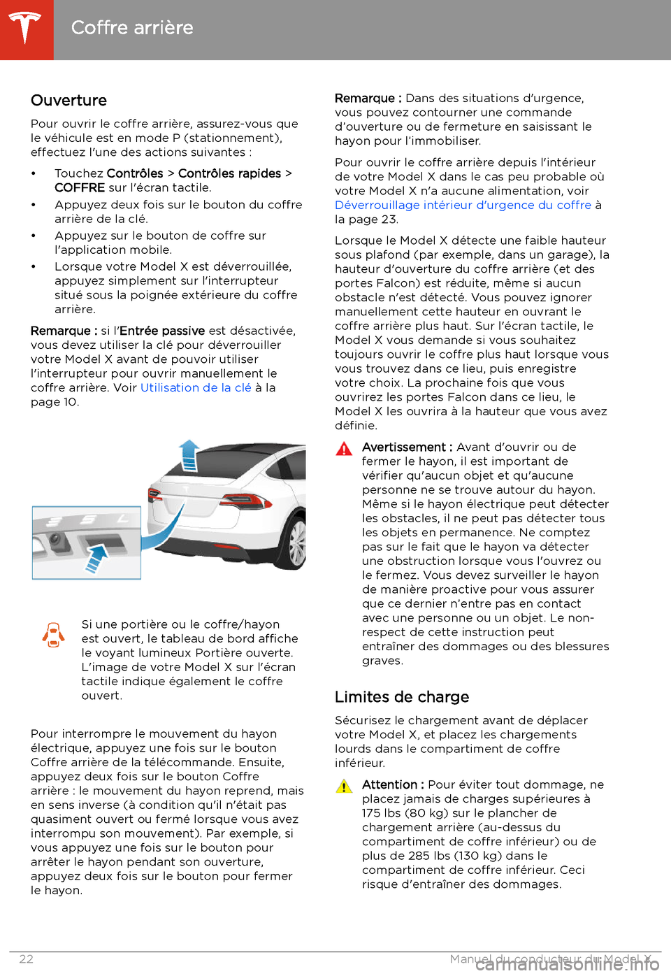 TESLA MODEL X 2020 Manuel du propriétaire (in French) Co TESLA MODEL X 2020 Manuel du propriétaire (in French) Co