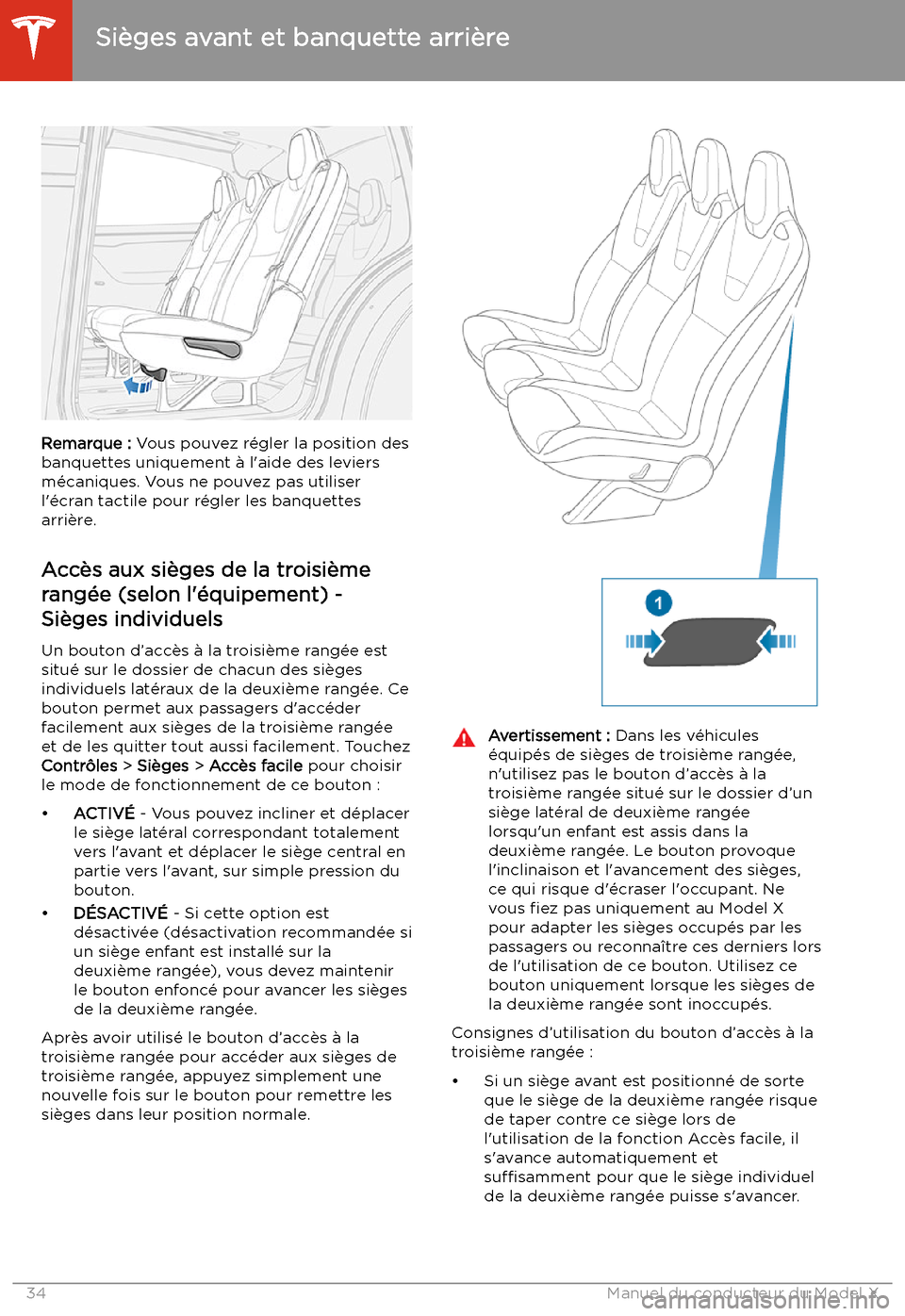 TESLA MODEL X 2020  Manuel du propriétaire (in French) Remarque : Vous pouvez r