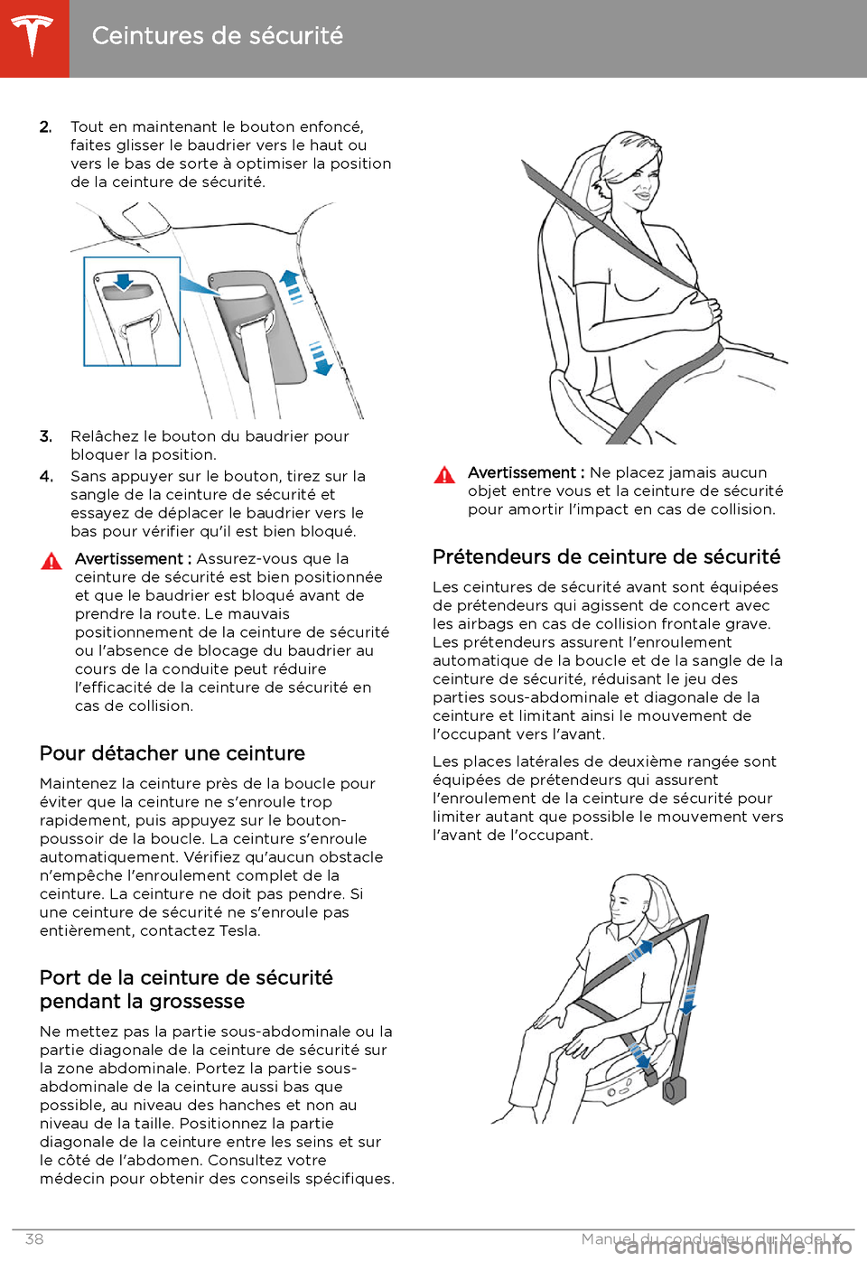 TESLA MODEL X 2020 Manuel du propriétaire (in French) 2.Tout en maintenant le bouton enfonc TESLA MODEL X 2020 Manuel du propriétaire (in French) 2.Tout en maintenant le bouton enfonc