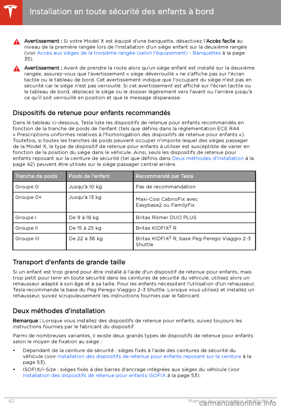 TESLA MODEL X 2020 Manuel du propriétaire (in French) Avertissement : Si votre Model X est TESLA MODEL X 2020 Manuel du propriétaire (in French) Avertissement : Si votre Model X est