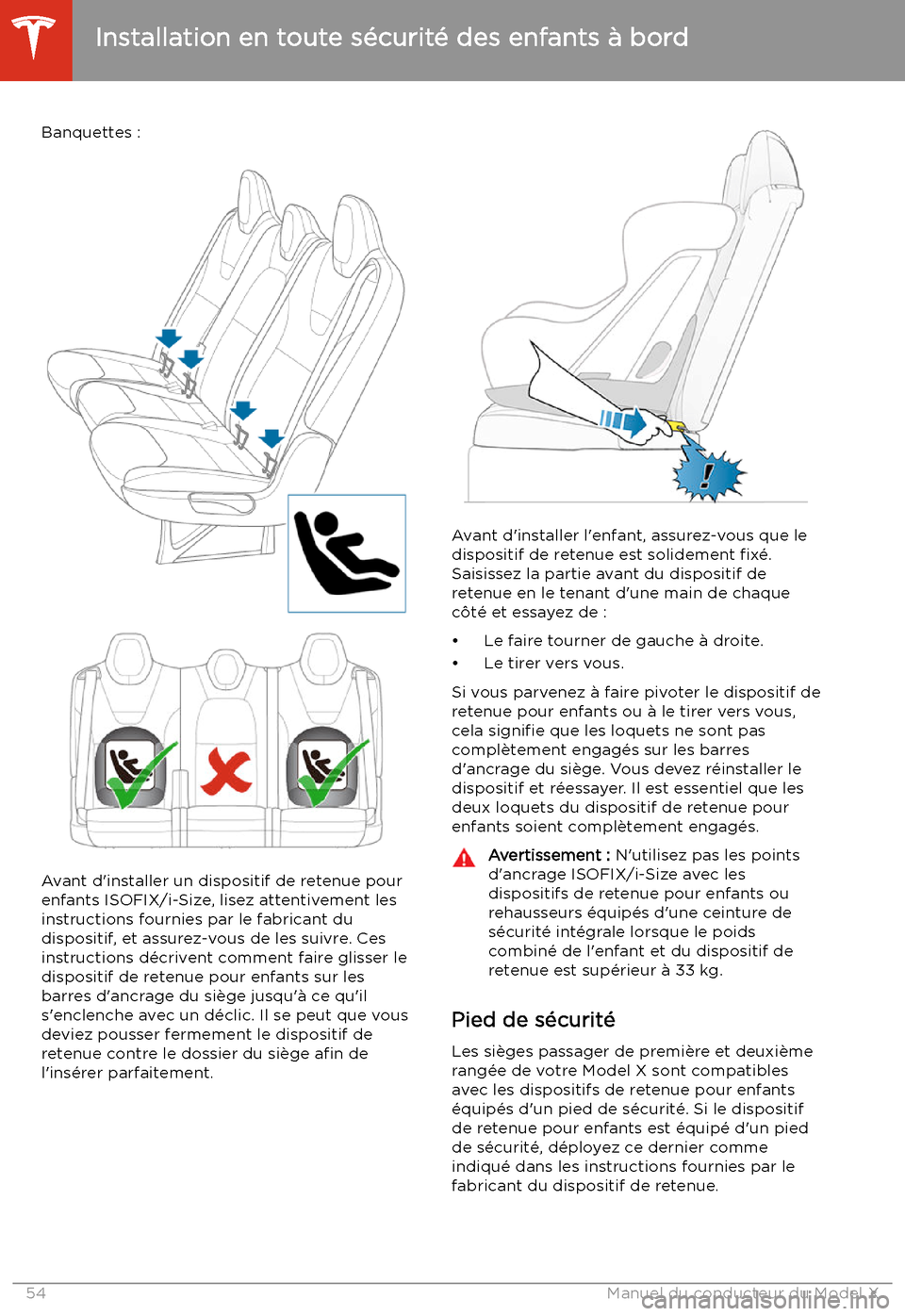TESLA MODEL X 2020 Manuel du propriétaire (in French) Banquettes :
Avant d TESLA MODEL X 2020 Manuel du propriétaire (in French) Banquettes :
Avant d