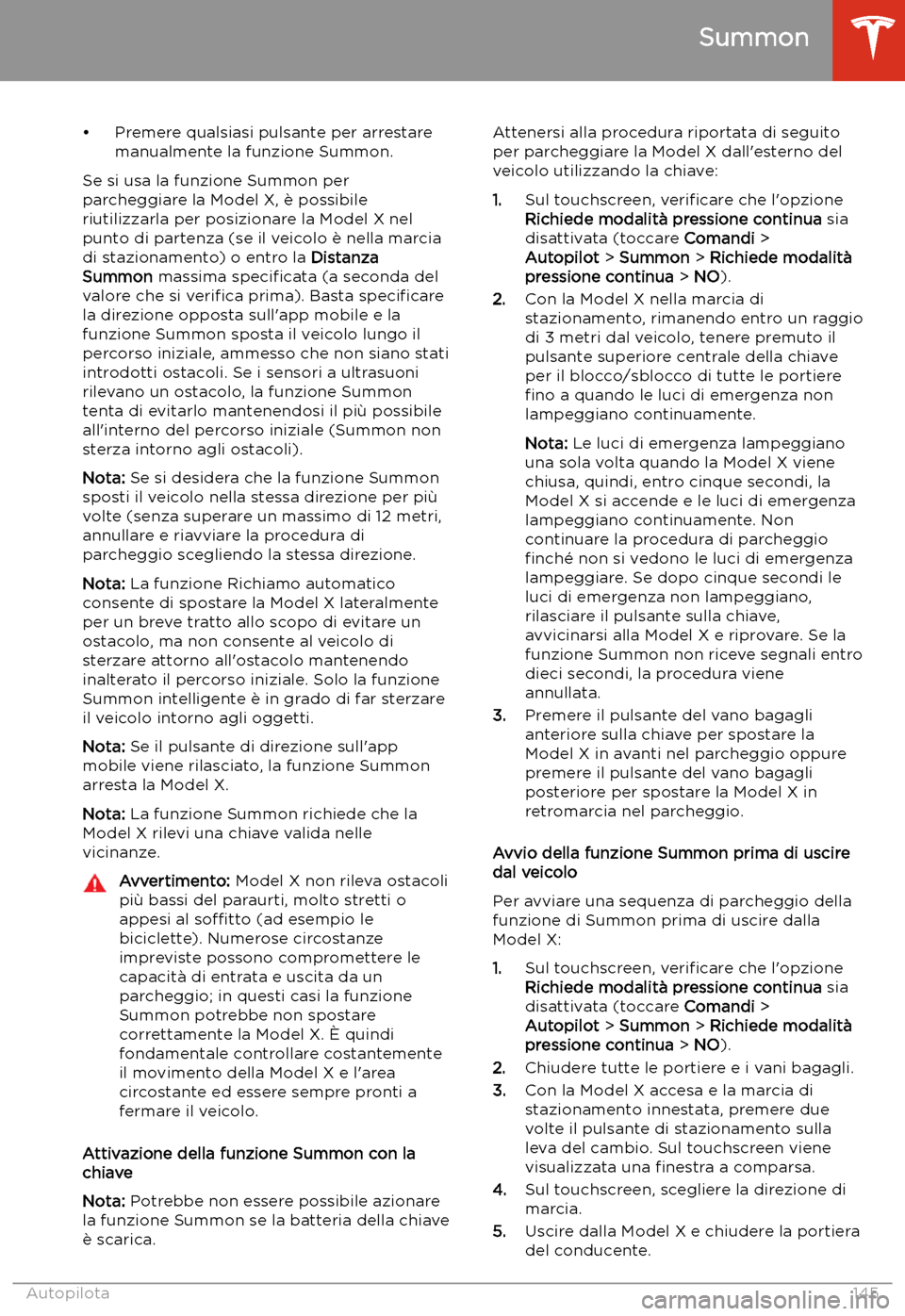 TESLA MODEL X 2020 Manuale del proprietario (in Italian) TESLA MODEL X 2020 Manuale del proprietario (in Italian)
