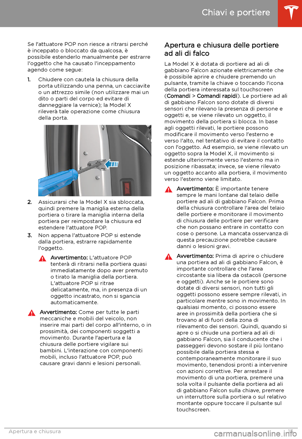 TESLA MODEL X 2020 Manuale del proprietario (in Italian) Se l TESLA MODEL X 2020 Manuale del proprietario (in Italian) Se l
