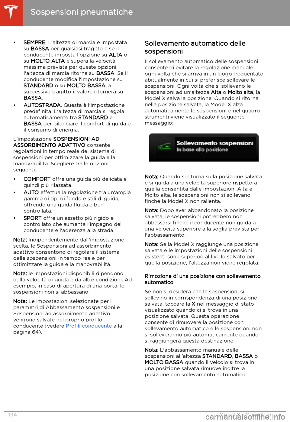 TESLA MODEL X 2020 Manuale del proprietario (in Italian) TESLA MODEL X 2020 Manuale del proprietario (in Italian)