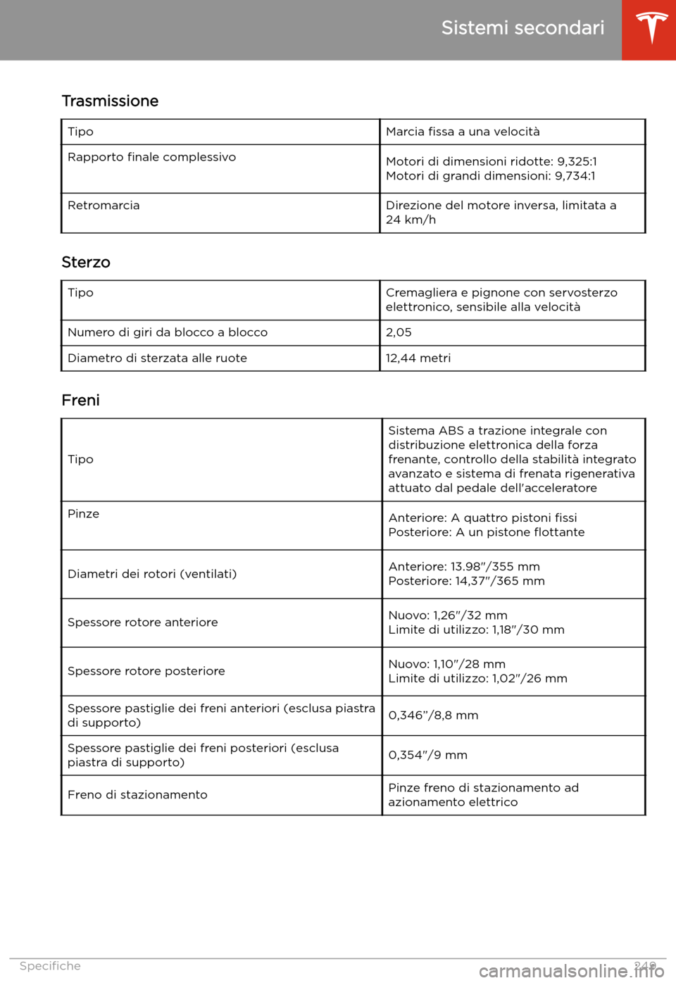 TESLA MODEL X 2020  Manuale del proprietario (in Italian) TrasmissioneTipoMarcia 