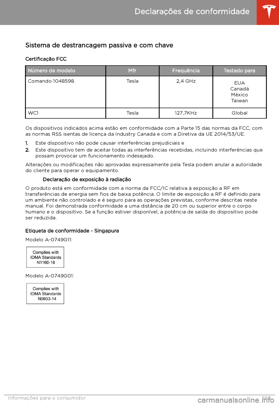 TESLA MODEL X 2020 Manual do proprietário (in Portuguese) Declara TESLA MODEL X 2020 Manual do proprietário (in Portuguese) Declara