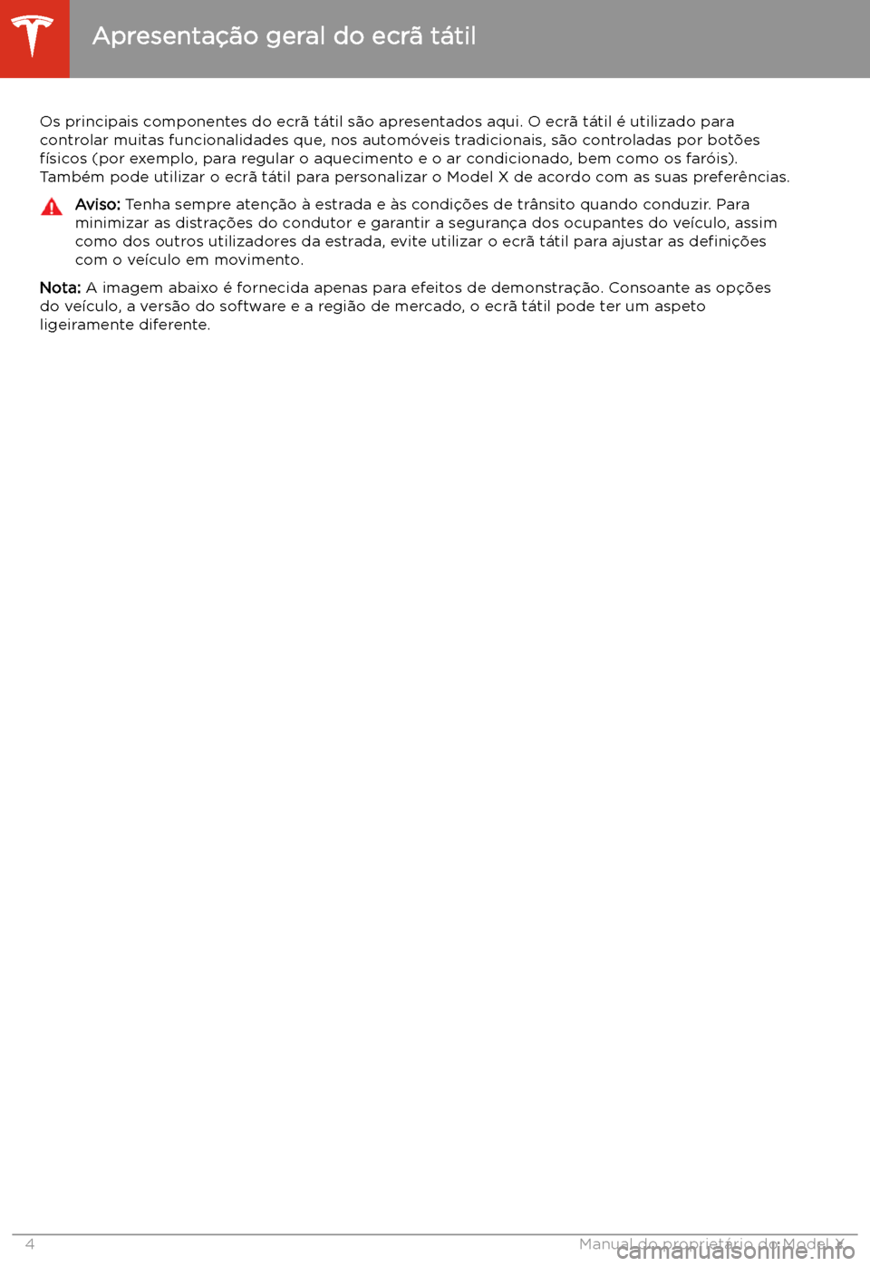 TESLA MODEL X 2020  Manual do proprietário (in Portuguese)  Apresenta