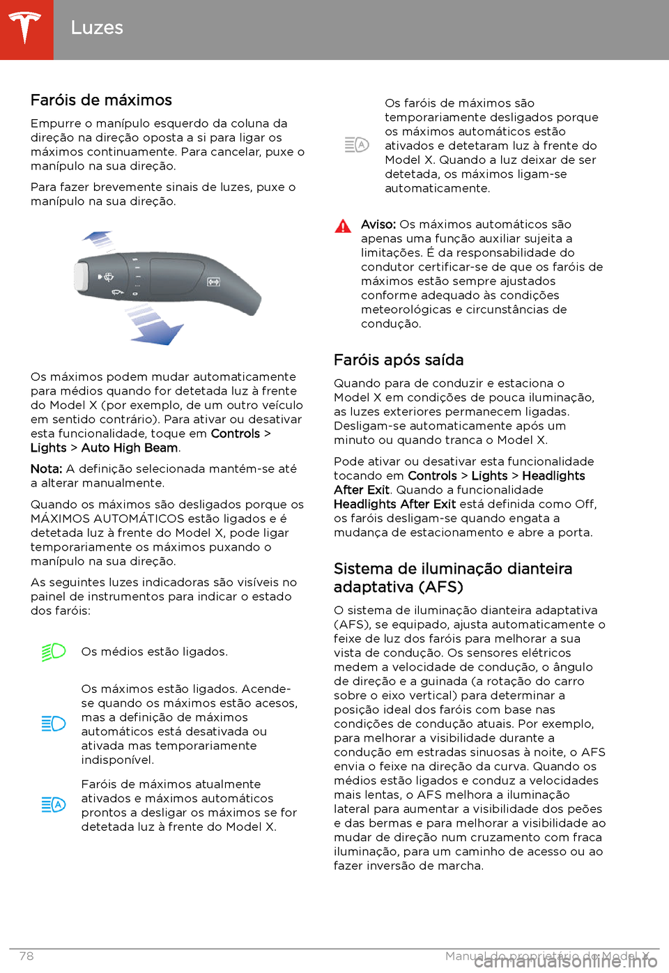 TESLA MODEL X 2020 Manual do proprietário (in Portuguese) Far TESLA MODEL X 2020 Manual do proprietário (in Portuguese) Far