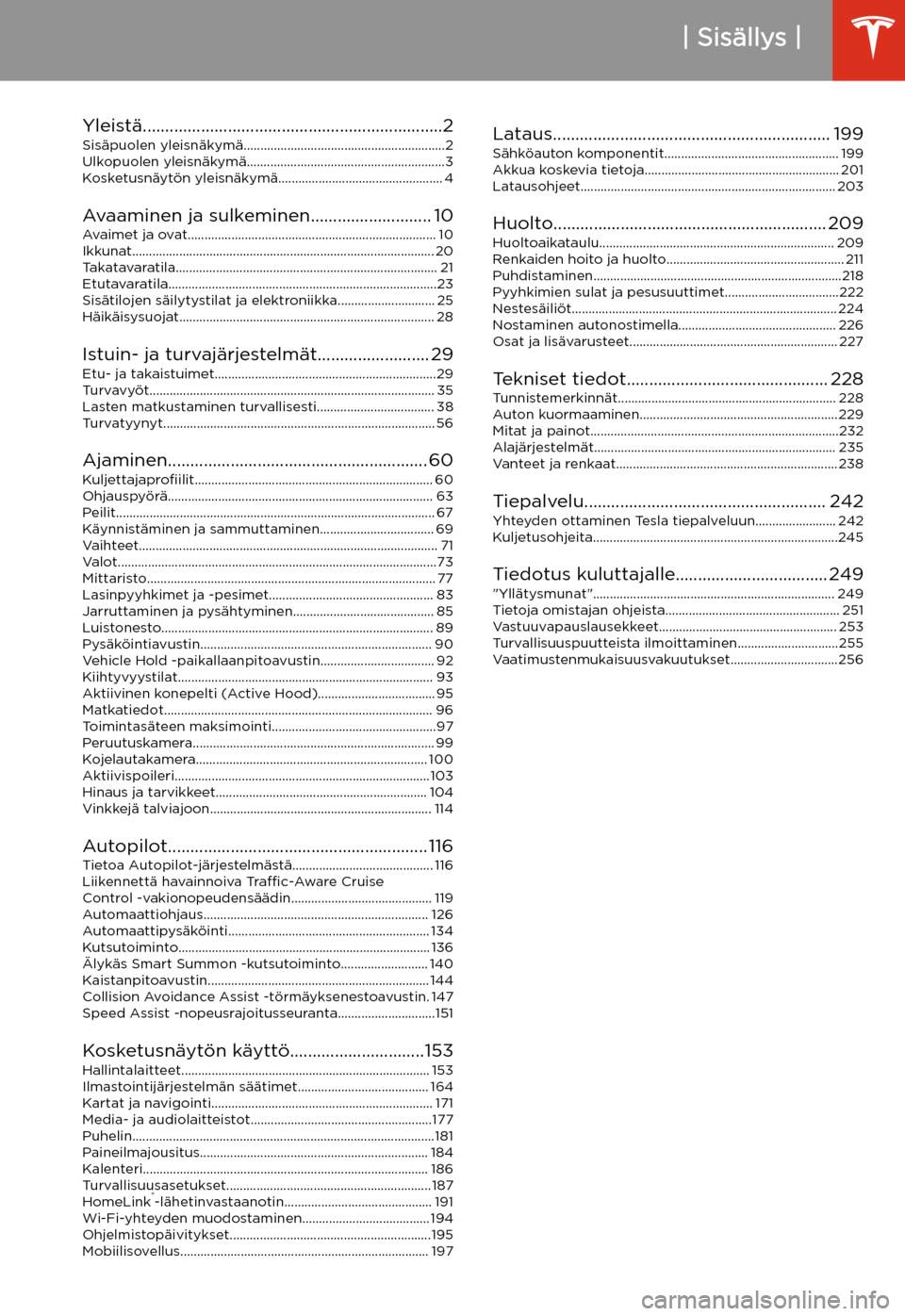 TESLA MODEL X 2020  Omistajan käsikirja (in Finnish)  Sis