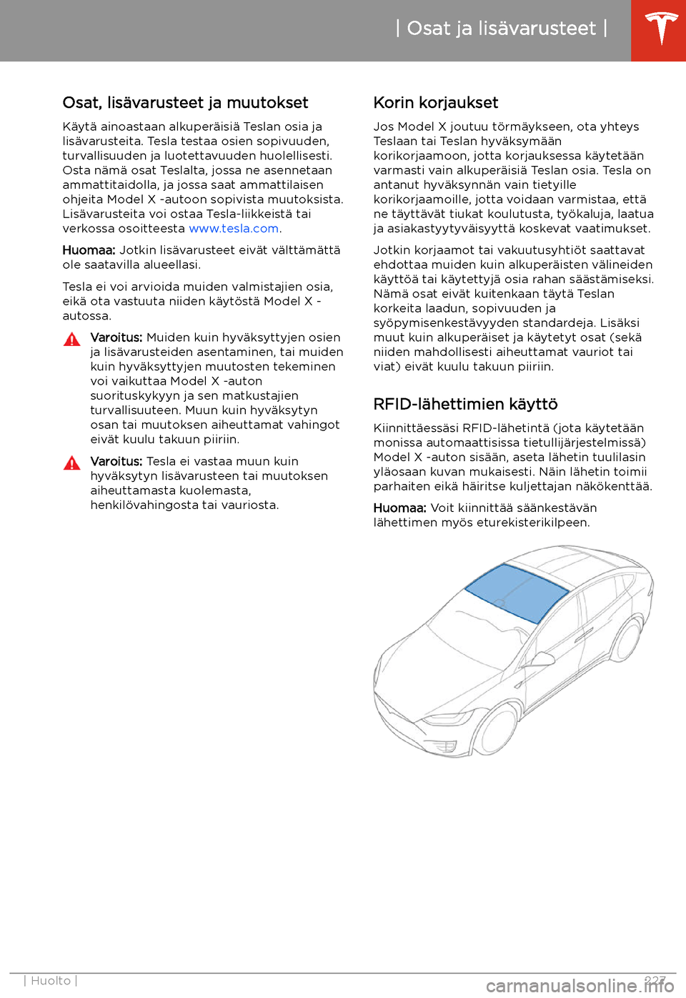 TESLA MODEL X 2020 Omistajan käsikirja (in Finnish) Osat ja lis TESLA MODEL X 2020 Omistajan käsikirja (in Finnish) Osat ja lis