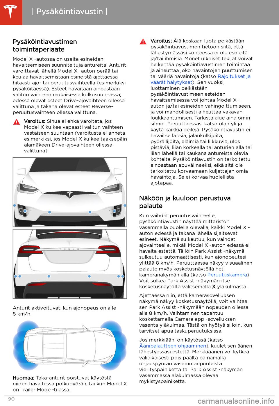 TESLA MODEL X 2020  Omistajan käsikirja (in Finnish)  Pys