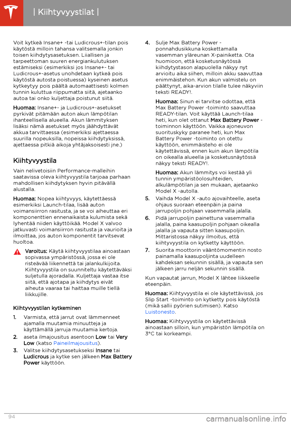 TESLA MODEL X 2020  Omistajan käsikirja (in Finnish)  Voit kytke