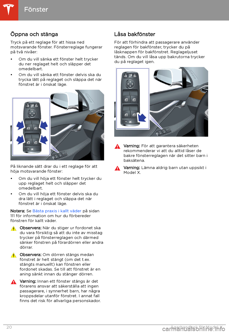 TESLA MODEL X 2020 Ägarmanual (in Swedish) F TESLA MODEL X 2020 Ägarmanual (in Swedish) F