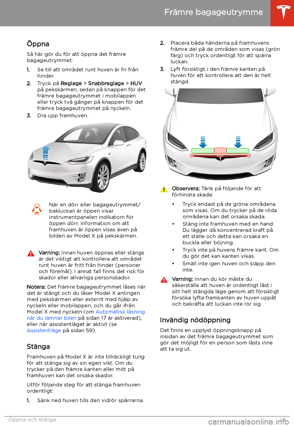 TESLA MODEL X 2020 Ägarmanual (in Swedish) Fr TESLA MODEL X 2020 Ägarmanual (in Swedish) Fr