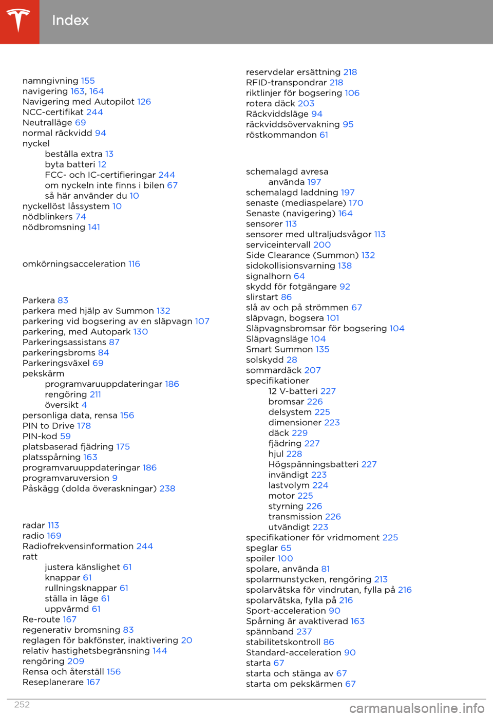 TESLA MODEL X 2020 Ägarmanual (in Swedish) namngivning 155
navigering 163, 164
Navigering med Autopilot 126
NCC-certi TESLA MODEL X 2020 Ägarmanual (in Swedish) namngivning 155
navigering 163, 164
Navigering med Autopilot 126
NCC-certi