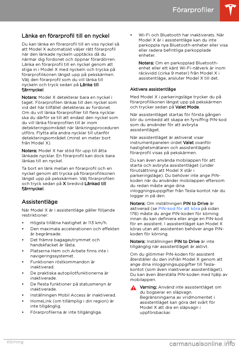 TESLA MODEL X 2020 Ägarmanual (in Swedish) L TESLA MODEL X 2020 Ägarmanual (in Swedish) L