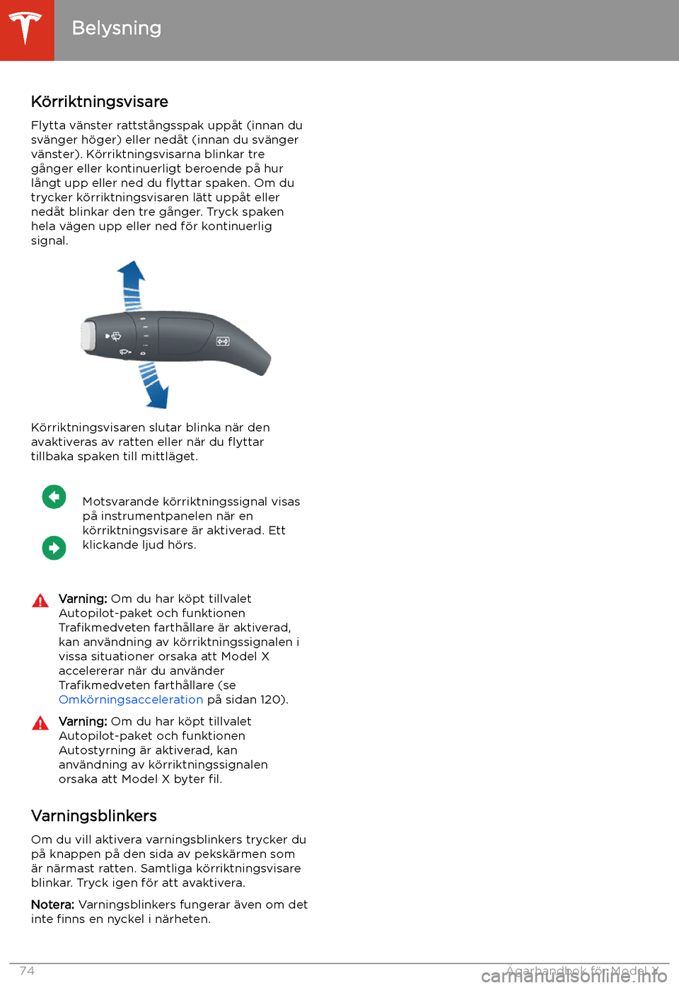 TESLA MODEL X 2020 Ägarmanual (in Swedish) K TESLA MODEL X 2020 Ägarmanual (in Swedish) K