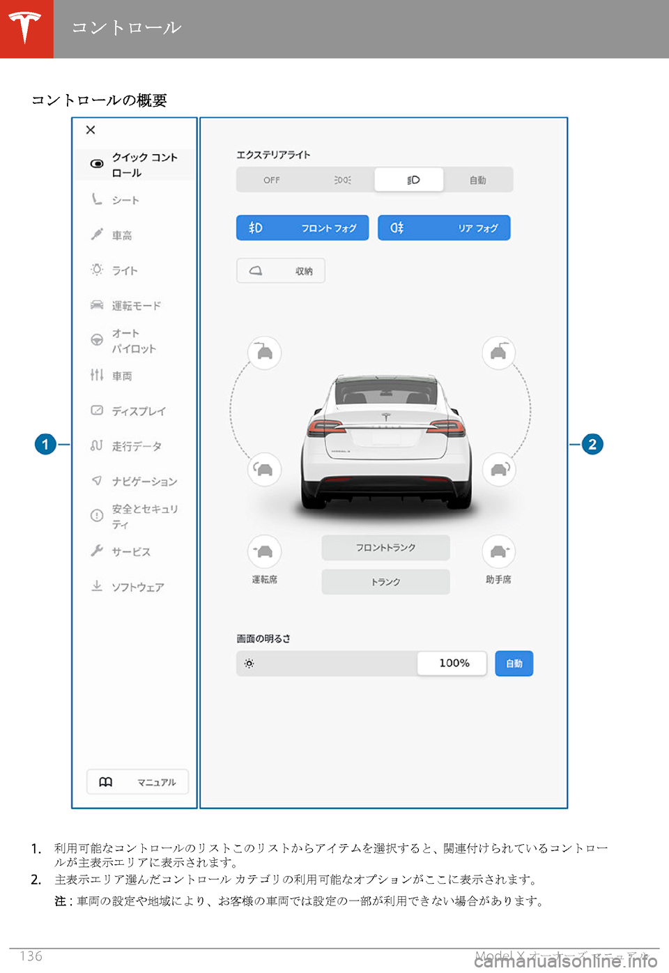 TESLA MODEL X 2020  取扱説明書 (in Japanese) 