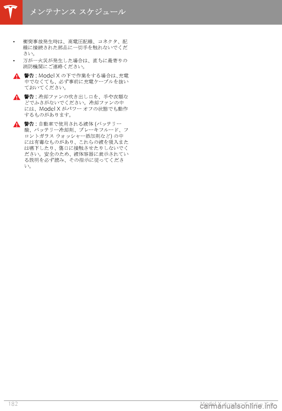 TESLA MODEL X 2020  取扱説明書 (in Japanese) �w/