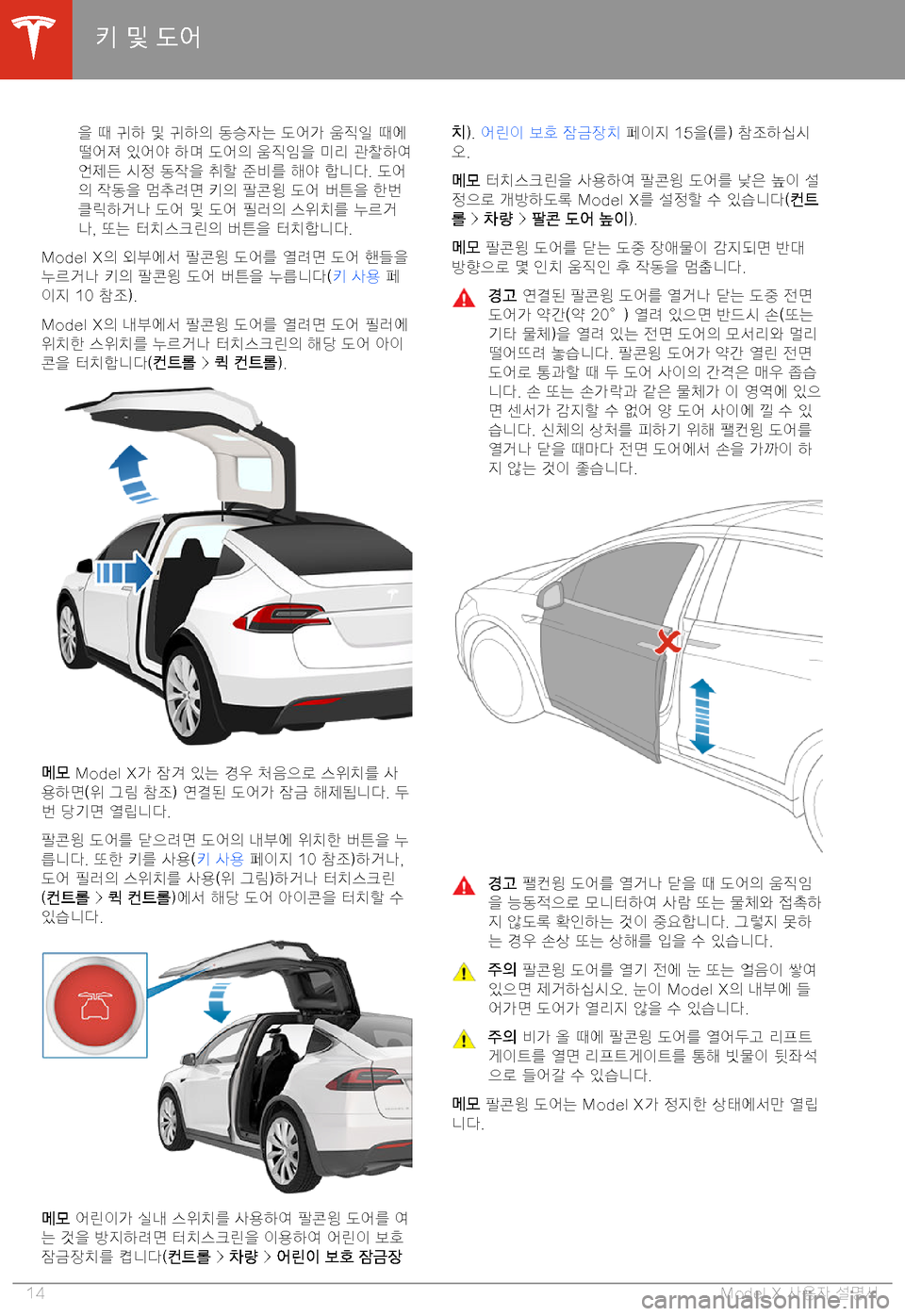 TESLA MODEL X 2020  사용자 가이드 (in Korean)  =a� +i� #