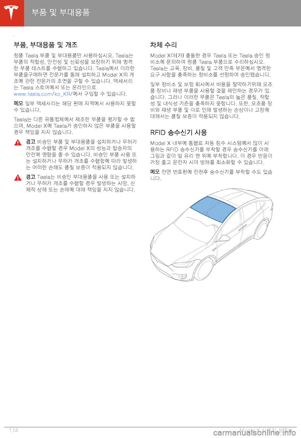 TESLA MODEL X 2020  사용자 가이드 (in Korean)  3