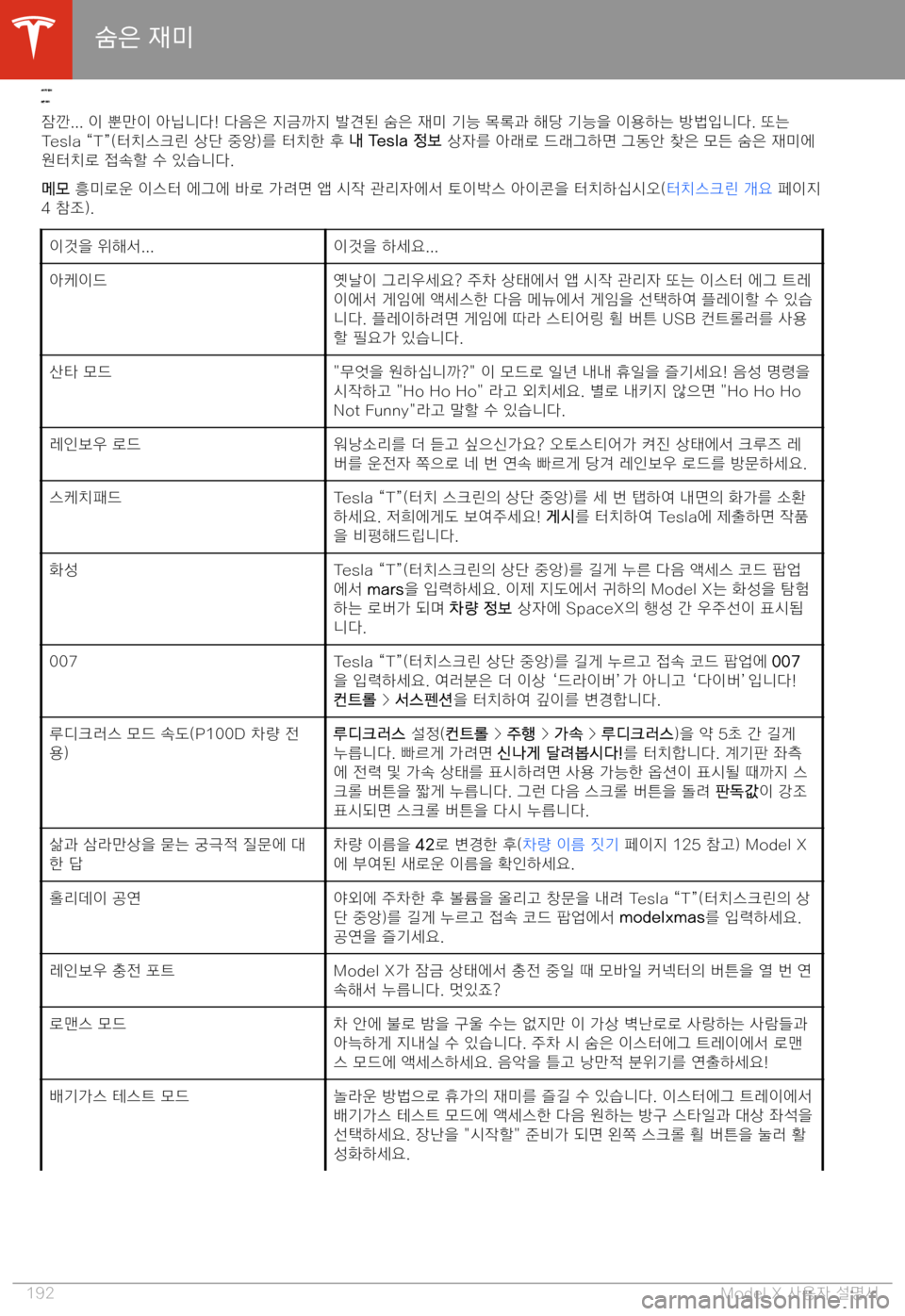 TESLA MODEL X 2020  사용자 가이드 (in Korean)  7