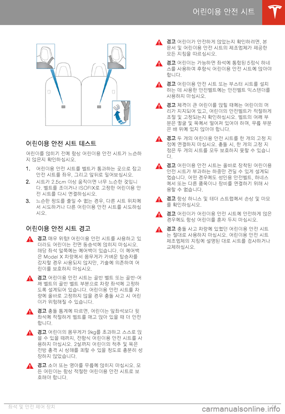 TESLA MODEL X 2020  사용자 가이드 (in Korean)  