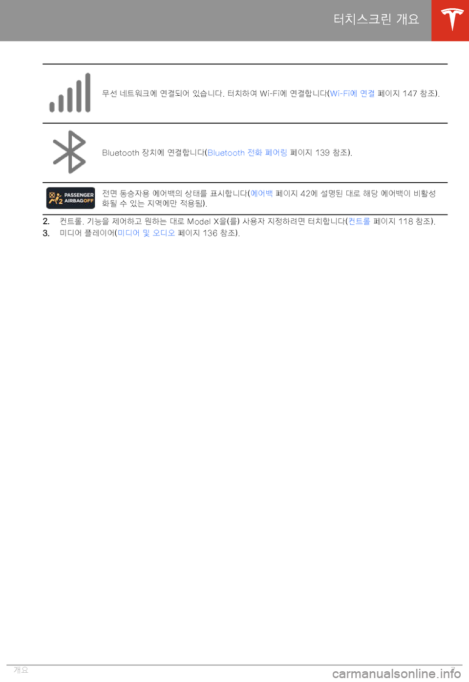TESLA MODEL X 2020  사용자 가이드 (in Korean)  1Q7=� AH
