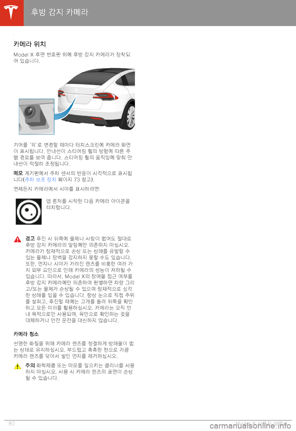 TESLA MODEL X 2020  사용자 가이드 (in Korean)  L