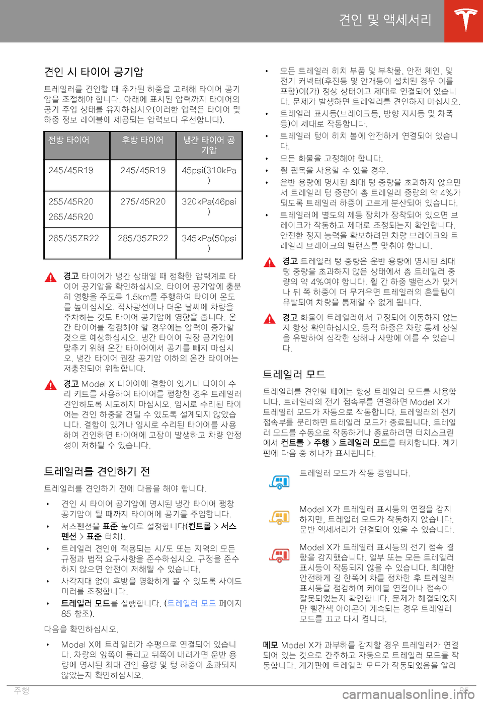 TESLA MODEL X 2020  사용자 가이드 (in Korean)  "