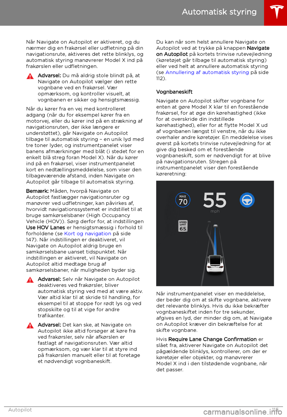 TESLA MODEL X 2019  Instruktionsbog (in Danish) N TESLA MODEL X 2019  Instruktionsbog (in Danish) N