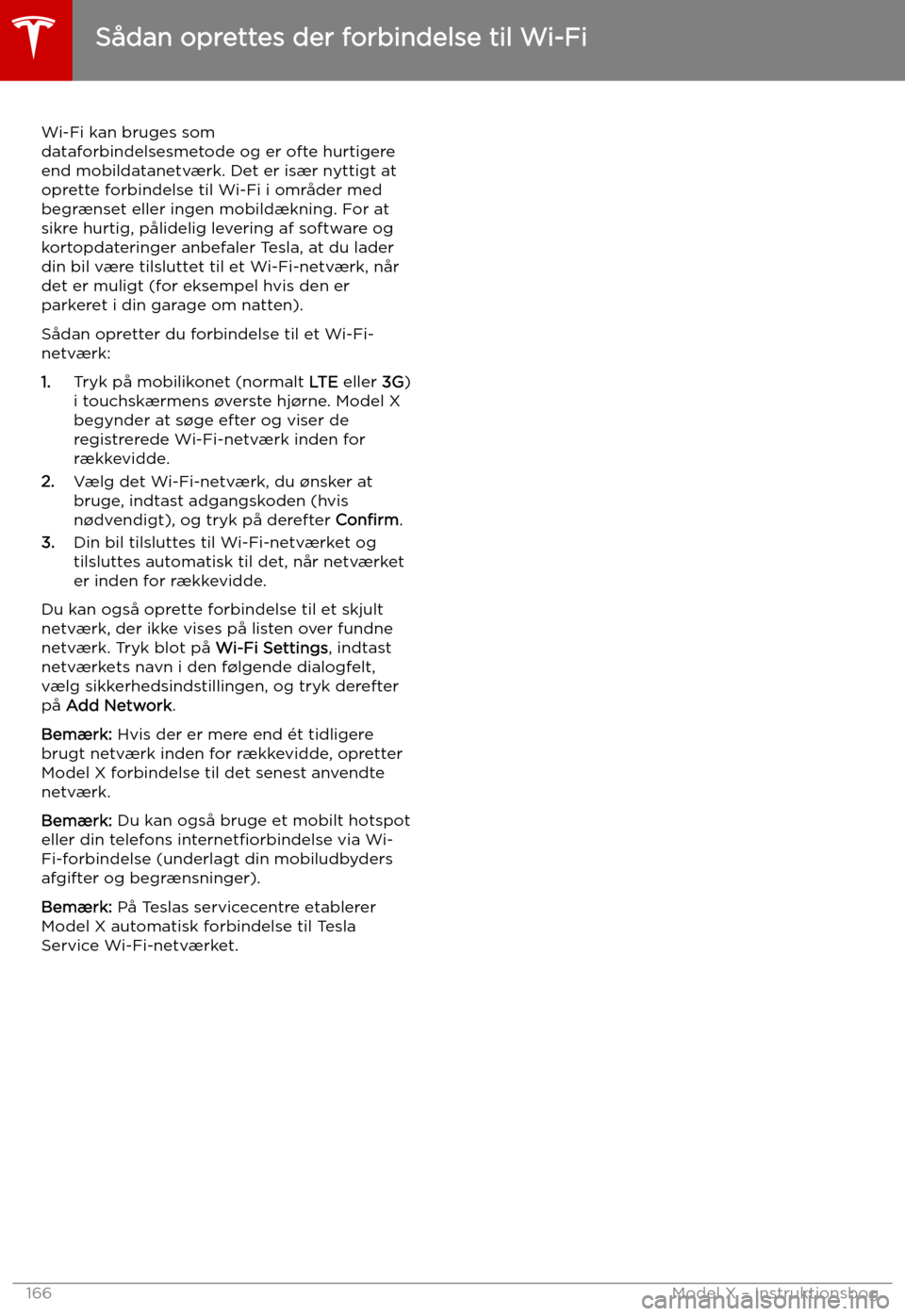 TESLA MODEL X 2019 Instruktionsbog (in Danish) S TESLA MODEL X 2019 Instruktionsbog (in Danish) S