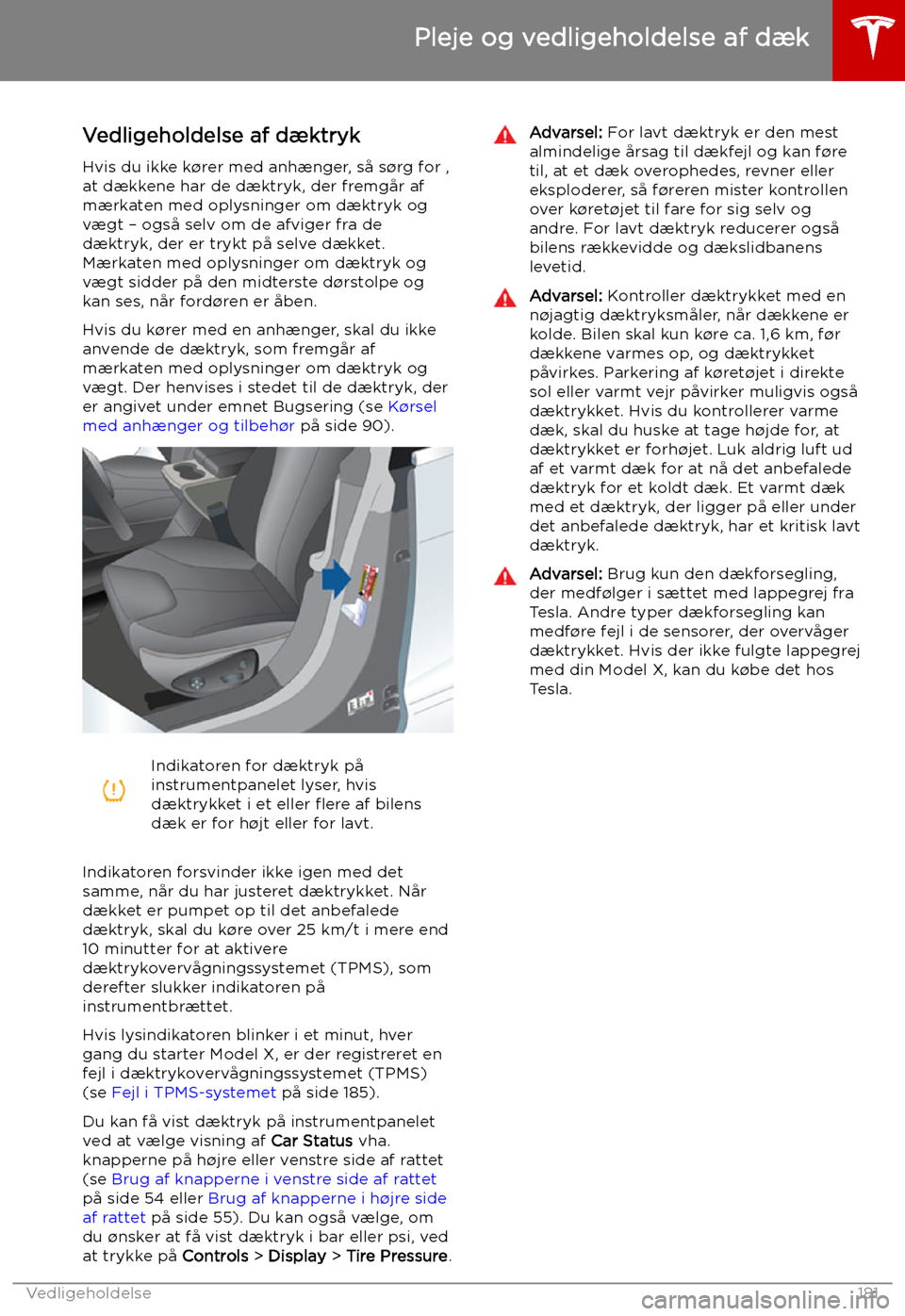 TESLA MODEL X 2019 Instruktionsbog (in Danish) Pleje og vedligeholdelse af d TESLA MODEL X 2019 Instruktionsbog (in Danish) Pleje og vedligeholdelse af d