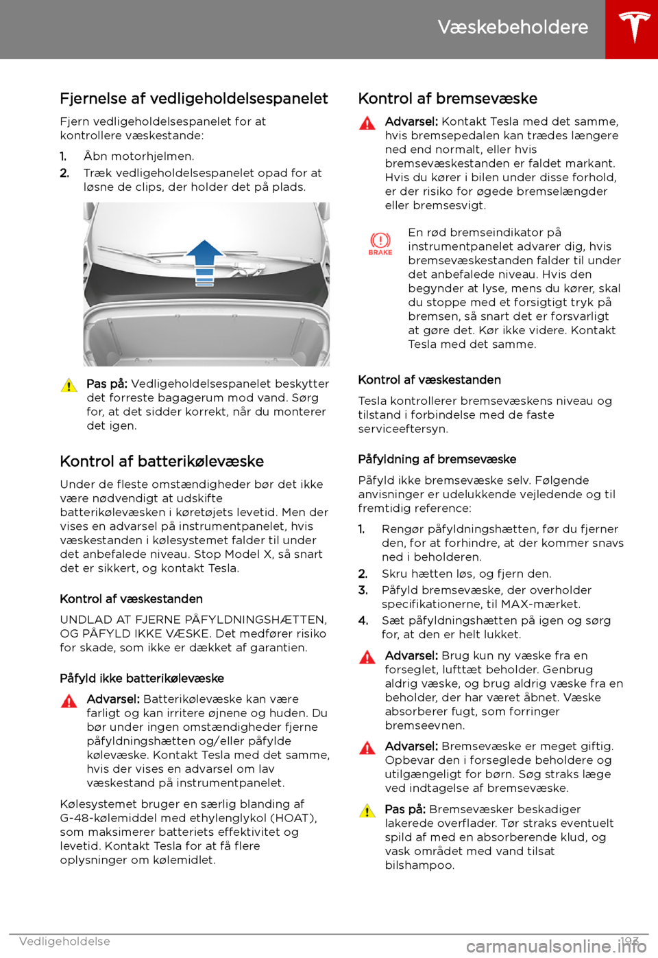 TESLA MODEL X 2019 Instruktionsbog (in Danish) V TESLA MODEL X 2019 Instruktionsbog (in Danish) V