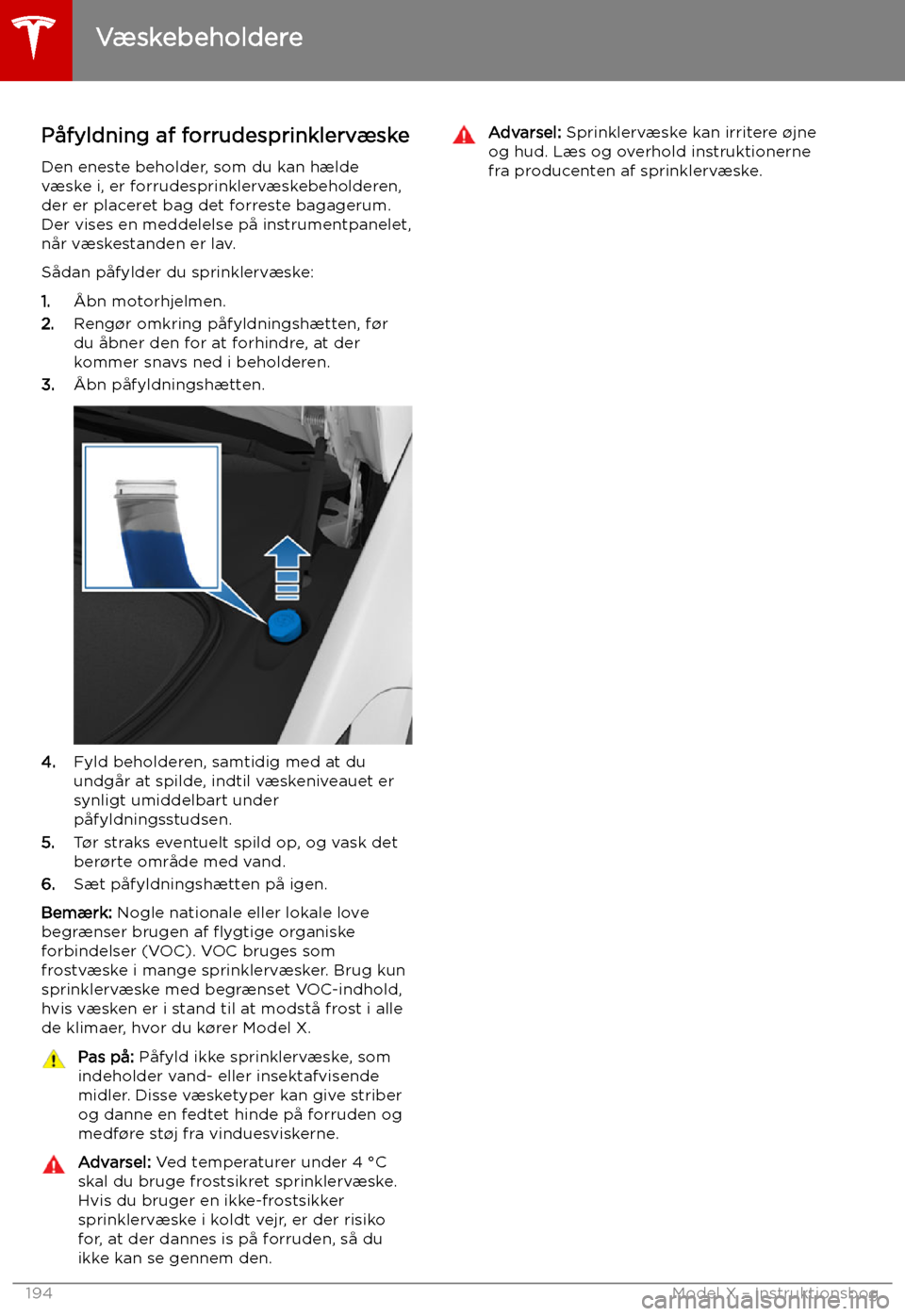 TESLA MODEL X 2019 Instruktionsbog (in Danish) P TESLA MODEL X 2019 Instruktionsbog (in Danish) P