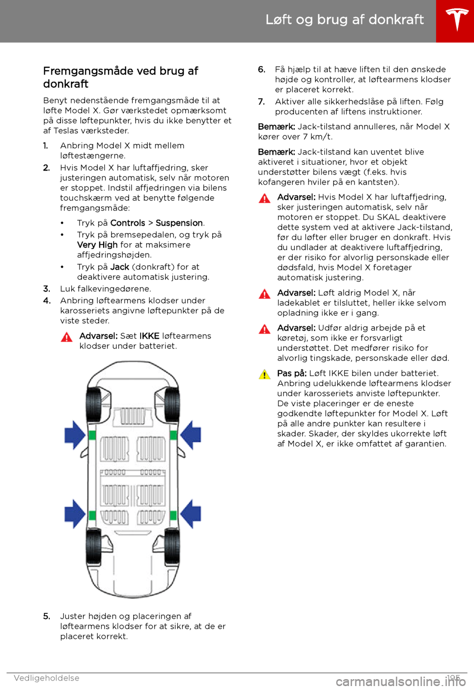 TESLA MODEL X 2019 Instruktionsbog (in Danish) L TESLA MODEL X 2019 Instruktionsbog (in Danish) L