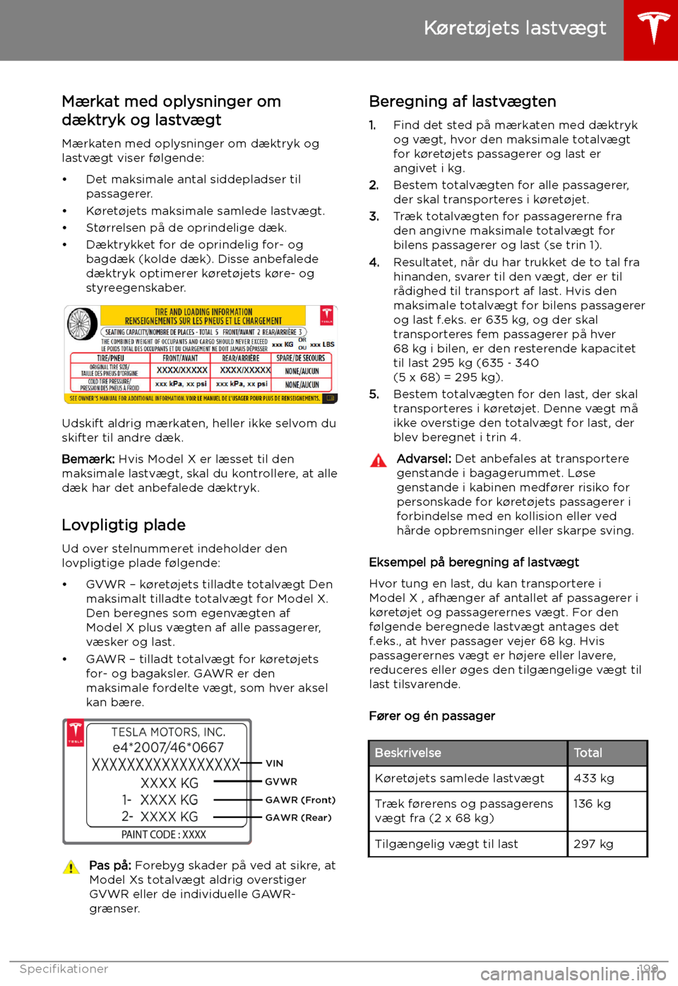 TESLA MODEL X 2019 Instruktionsbog (in Danish) M TESLA MODEL X 2019 Instruktionsbog (in Danish) M