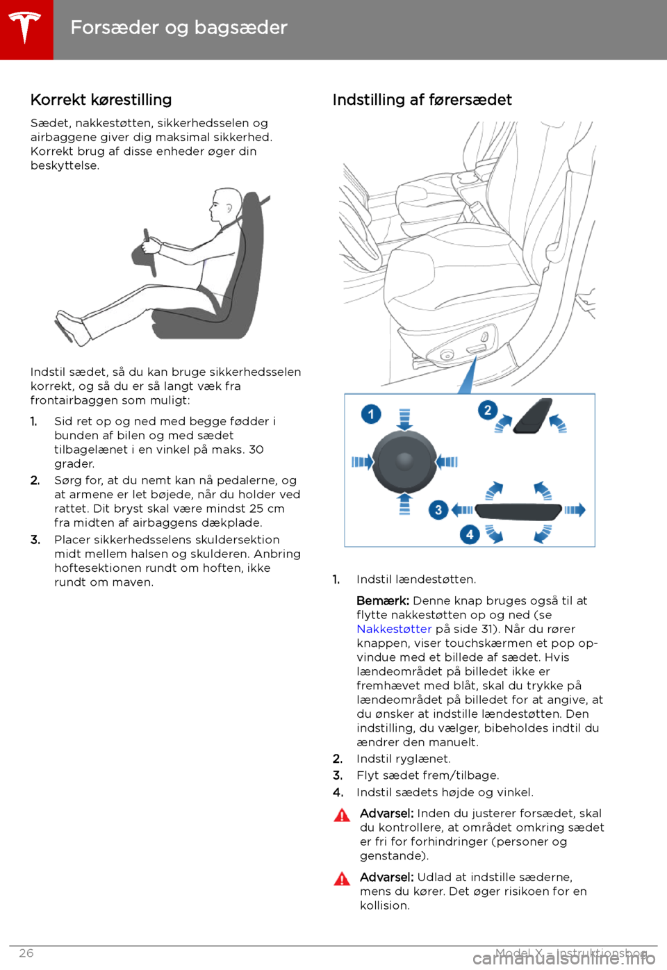 TESLA MODEL X 2019 Instruktionsbog (in Danish) S TESLA MODEL X 2019 Instruktionsbog (in Danish) S