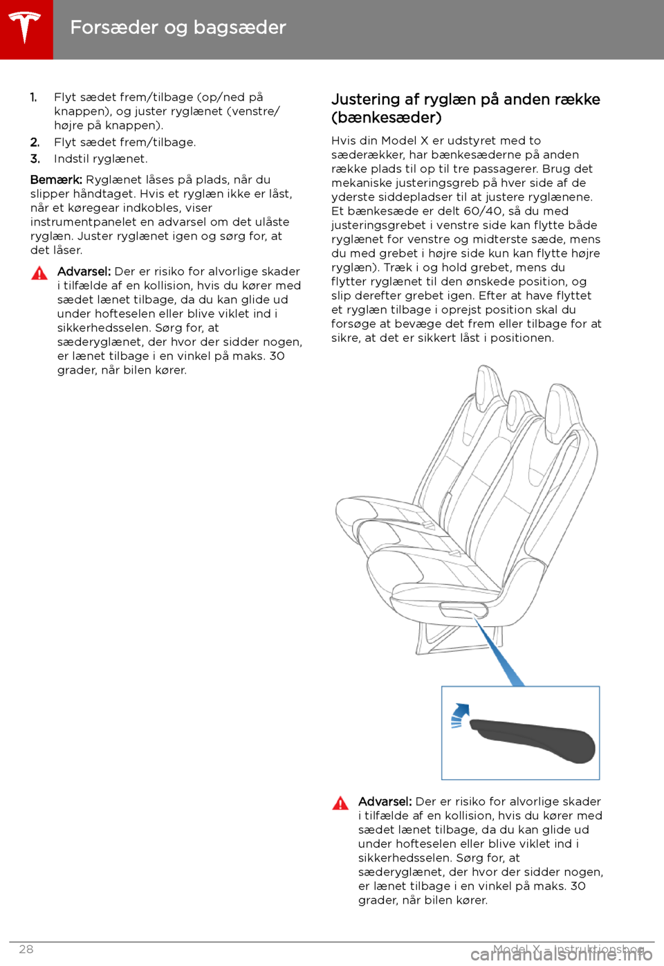 TESLA MODEL X 2019 Instruktionsbog (in Danish) 1.Flyt s TESLA MODEL X 2019 Instruktionsbog (in Danish) 1.Flyt s