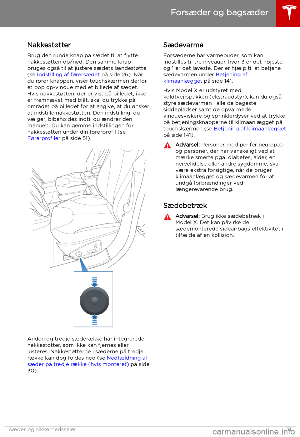 TESLA MODEL X 2019 Instruktionsbog (in Danish) Nakkest TESLA MODEL X 2019 Instruktionsbog (in Danish) Nakkest