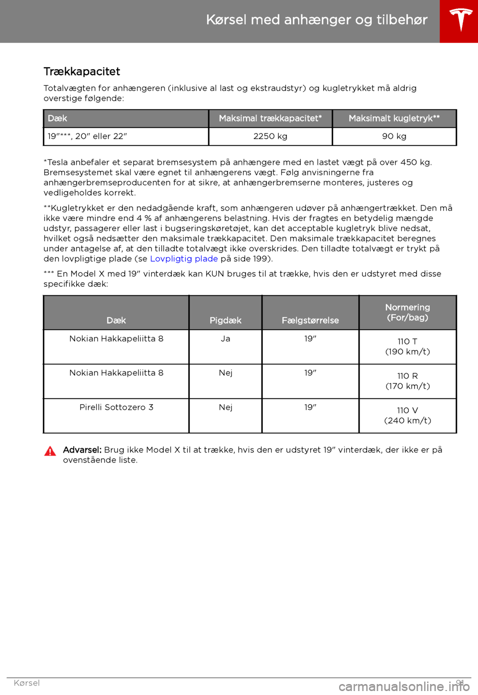 TESLA MODEL X 2019  Instruktionsbog (in Danish) Tr TESLA MODEL X 2019  Instruktionsbog (in Danish) Tr
