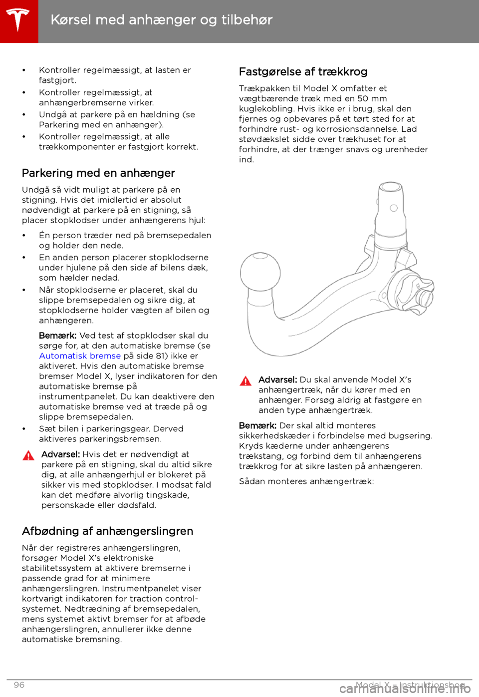 TESLA MODEL X 2019  Instruktionsbog (in Danish)  TESLA MODEL X 2019  Instruktionsbog (in Danish)