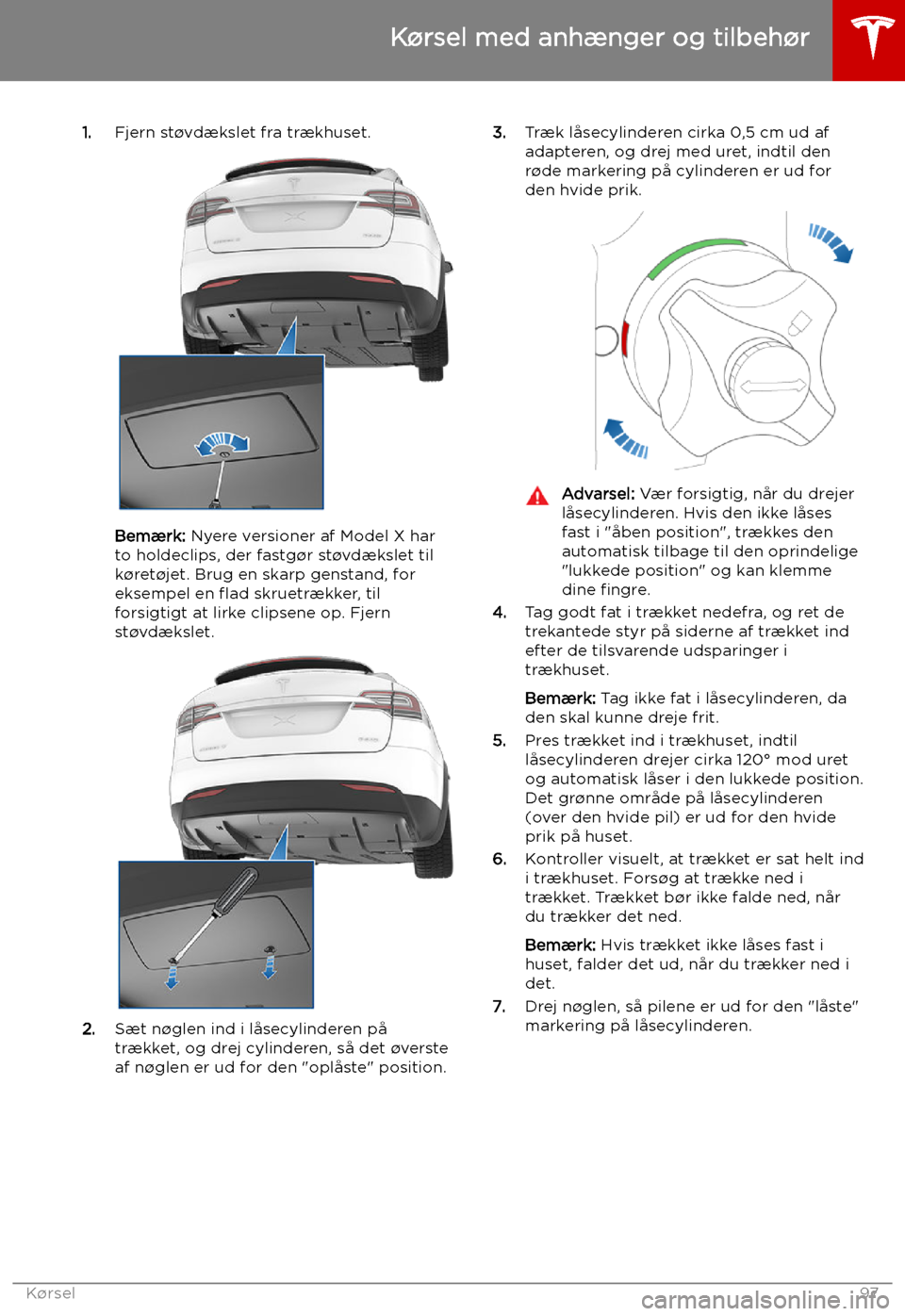 TESLA MODEL X 2019  Instruktionsbog (in Danish) 1.Fjern st TESLA MODEL X 2019  Instruktionsbog (in Danish) 1.Fjern st
